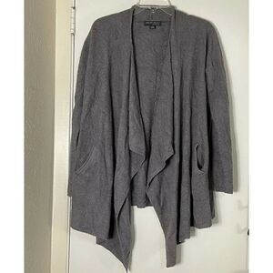 Barefoot dreams cozy chic lite gray open cardigan sweater with pockets size L/XL